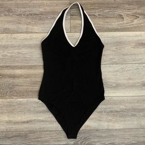 Black bodysuit with white lining